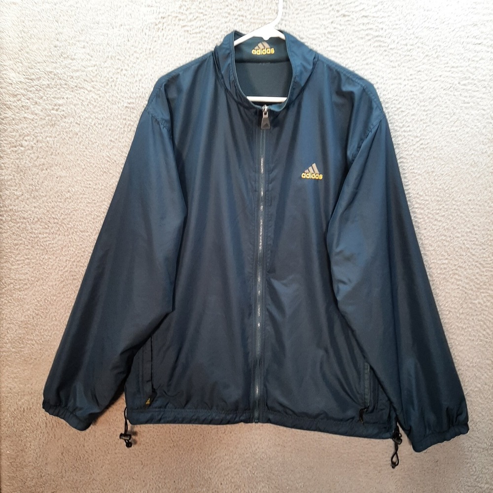 Vintage Adidas Track Jacket Adult Large Blue Reversible Windbreaker 90s Y2K